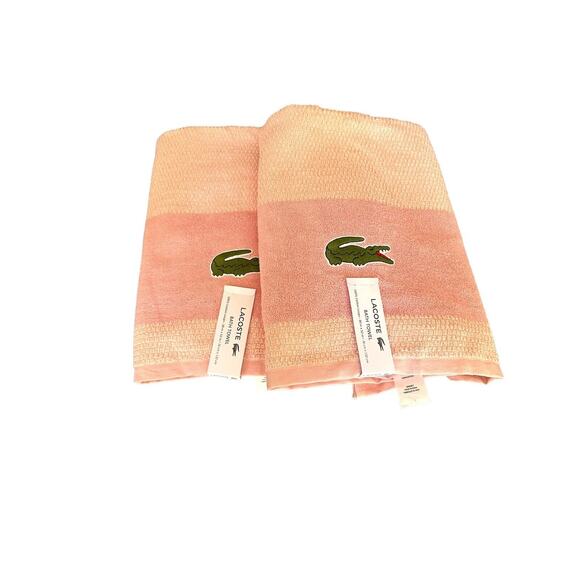 Lacoste Light Pink Bath Towel 100% Cotton 30" x 52" Crocodile Logo New Tags 2 - Picture 1 of 5